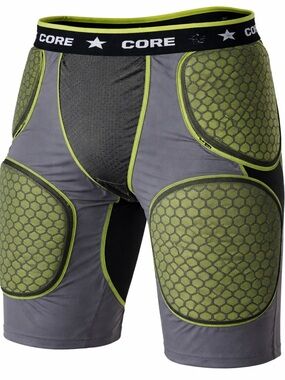 Alleson Football Padded Girdle Shorts L Gray Green Compression 7 Pad